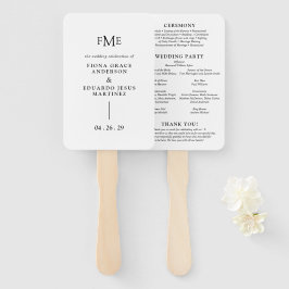 Fiona Zwart en Wit Vet Monogram Modern Trouwen Handwaaier