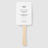 Fiona Zwart en Wit Vet Monogram Modern Trouwen Handwaaier (Voorkant)