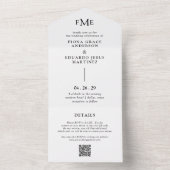 Fiona zwart-wit Bold Monogram Moderne bruiloft All In One Uitnodiging (Binnen)