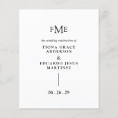 Fiona zwart-wit Bold Monogram Moderne bruiloft Flyer (Voorkant)