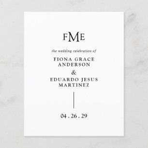 Fiona zwart-wit Bold Monogram Moderne bruiloft Flyer