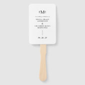 Fiona zwart-wit Bold Monogram Moderne bruiloft Handwaaier (Voorkant)