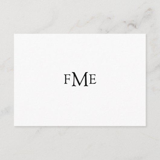 Fiona zwart-wit Bold Monogram Moderne bruiloft Informatiekaartje (Achterkant)