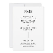 Fiona zwart-wit Bold Monogram Moderne bruiloft