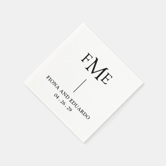 Fiona zwart-wit Bold Monogram Moderne bruiloft Servet (Hoek)