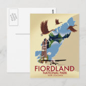 Fiordland National Park New Zealand Reisposter Briefkaart (Voorkant / Achterkant)