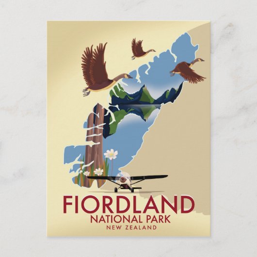Fiordland National Park New Zealand Reisposter Briefkaart (Voorkant)