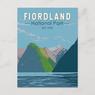 Fiordland National Park Nieuw-Zeeland Travel Art Briefkaart