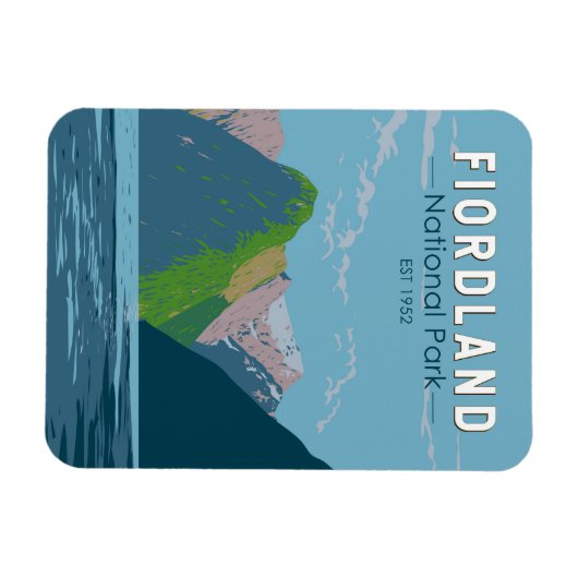 Fiordland National Park Nieuw-Zeeland Travel Art Magneet (Horizontaal)