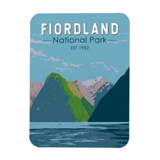 Fiordland National Park Nieuw-Zeeland Travel Art Magneet (Verticaal)