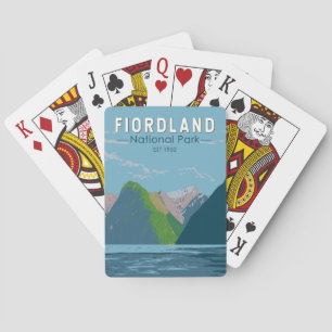 Fiordland National Park Nieuw-Zeeland Travel Art Pokerkaarten