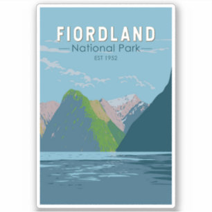 Fiordland National Park Nieuw-Zeeland Travel Art Sticker