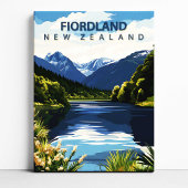 Fiordland Nieuw-Zeeland Reisposter Canvas Kunst