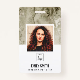 FIORY OFF WHITE GREEN EMPLOYEE FOTO BAR CODE NAME BADGE