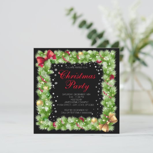 Fir Bough Ornament Sneeuwvlok Kerstfeest Kaart (Staand voorkant)