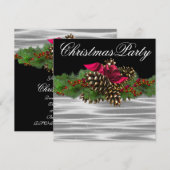 Fir Bough Pinecone Rood Zwart Wit Kerstfeest Kaart (Voorkant / Achterkant)