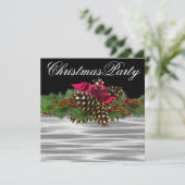 Fir Bough Pinecone Rood Zwart Wit Kerstfeest Kaart (Staand voorkant)