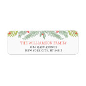 Fir Branches en Holly Berry Border Retouradres Etiket (Voorkant)