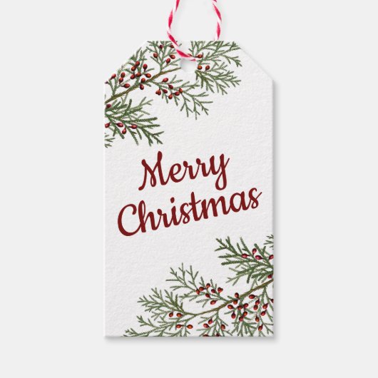 Fir Branches Holiday Cadeaulabel (Voorkant)