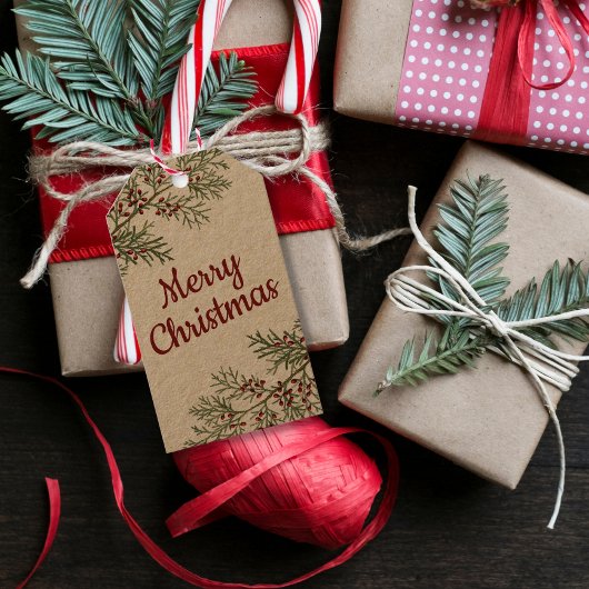 Fir Branches Holiday Cadeaulabel