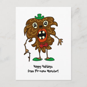 Fir-cone monster grappig Custom Briefkaart