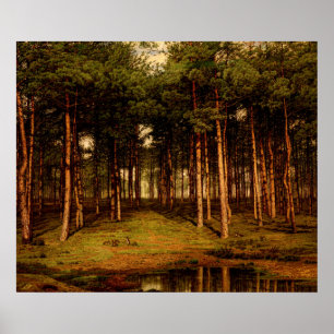 Fir Forest in Putte met Rabbits Jean Lamorinière Poster