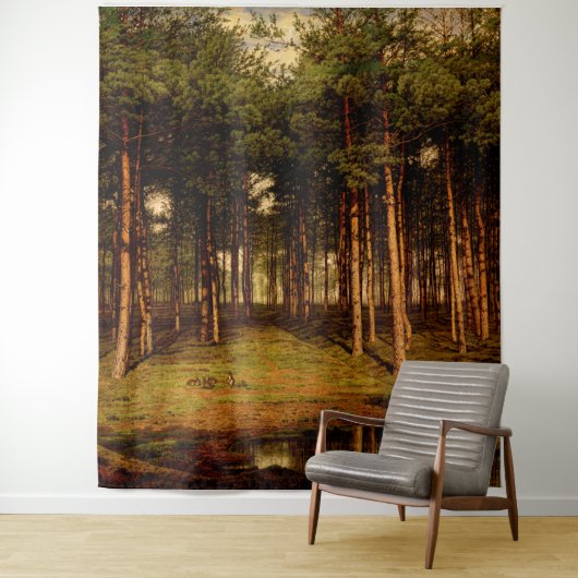 Fir Forest in Putte met Rabbits Jean Lamorinière Wandkleed (In situ)