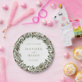 Fir Pine Cones Wreath Christmas Winter Wedding Papieren Bordje (Feest)