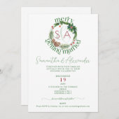 Fir Tree & Holly Wreath Kerst thema bruiloft Kaart (Voorkant / Achterkant)