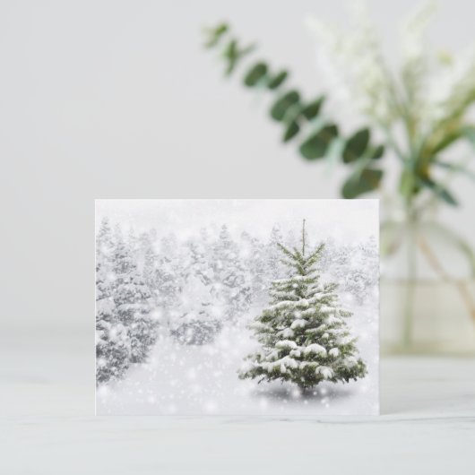 Fir Tree in Thick Snow Briefkaart (Staand voorkant)