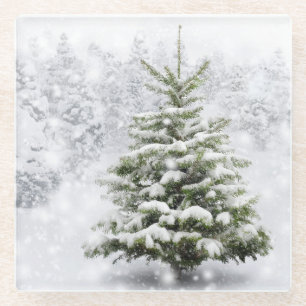 Fir Tree in Thick Snow Glazen Onderzetter