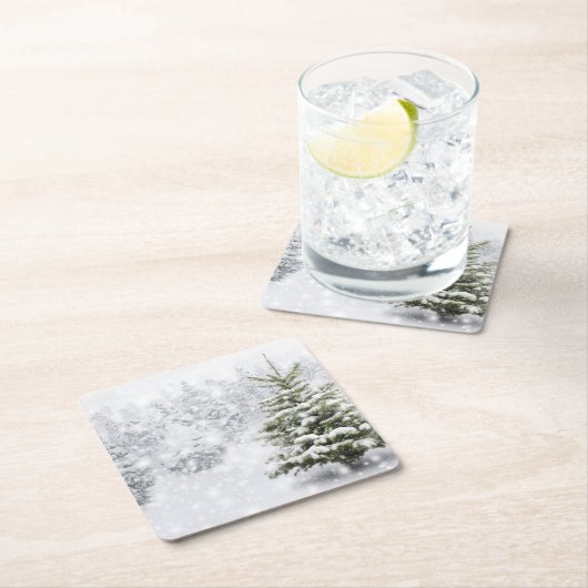 Fir Tree in Thick Snow Kartonnen Onderzetters (Insitu)