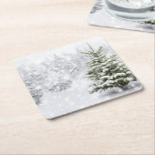 Fir Tree in Thick Snow Kartonnen Onderzetters (Schuin)