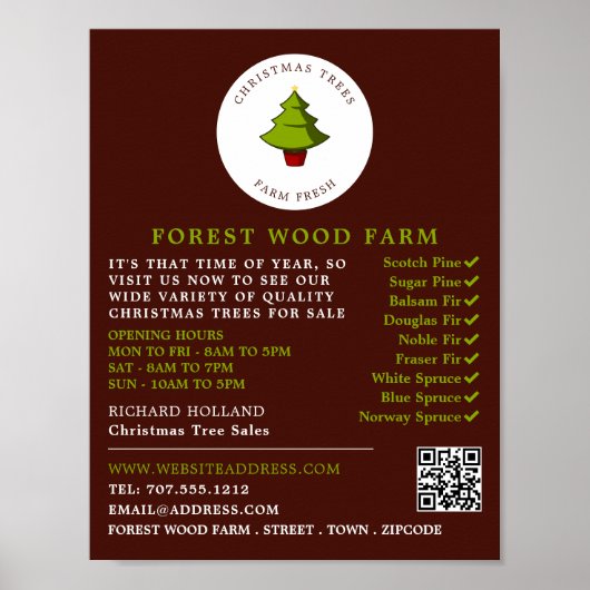 Fir Tree-ontwerp, kerstboomverkoop Poster (Voorkant)