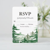 Fir Tree rustieke bruiloft RSVP (Staand voorkant)