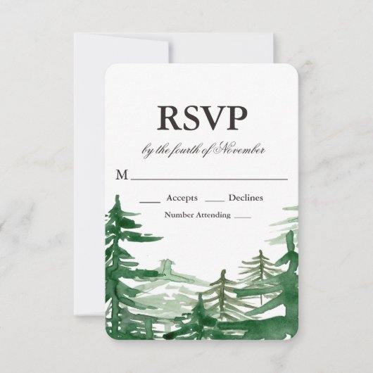 Fir Tree rustieke bruiloft RSVP (Voorkant)