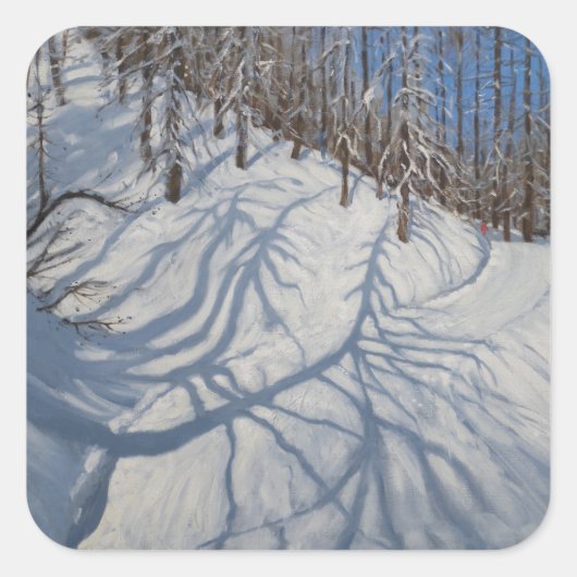 Fir Tree Shadows Tignes 2009 Vierkante Sticker (Voorkant)