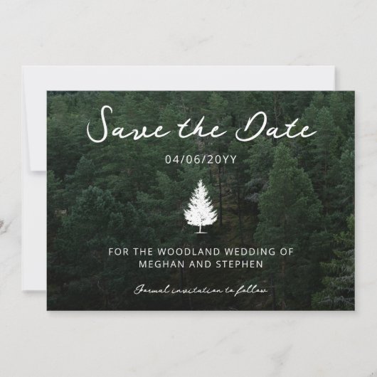 Fir Tree Silhouette Forest Landschap Foto bruiloft Save The Date (Voorkant)