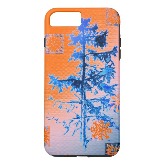 Fir Tree & Snowflakes Oranje Case-Mate iPhone Case (Achterkant)