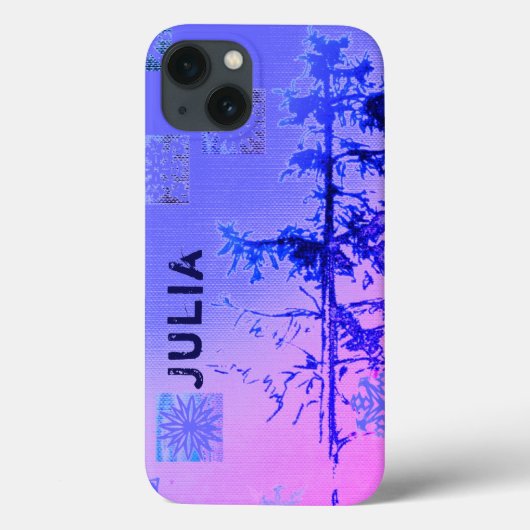 Fir Tree & Snowflakes & Your Name Case-Mate iPhone Case (Achterkant)