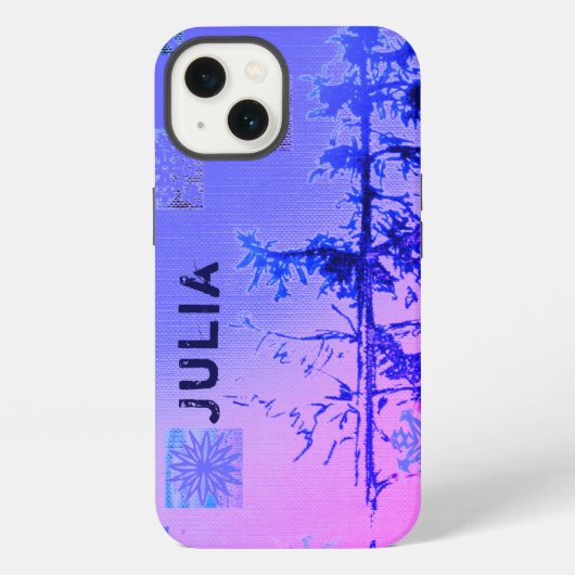 Fir Tree & Snowflakes & Your Name iPhone Hoesje (Achterkant)