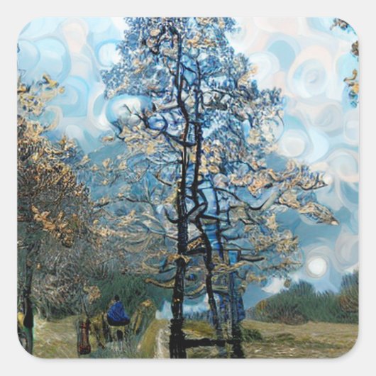 FIR TREE VIERKANTE STICKER (Voorkant)