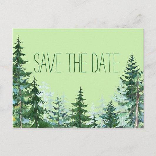 Fir Tree Wedding Save the Date Card Aankondigingskaart (Voorkant)