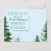 Fir Tree Wedding Save the Date Card Aankondigingskaart (Achterkant)