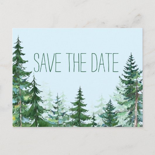 Fir Tree Wedding Save the Date Card Aankondigingskaart (Voorkant)