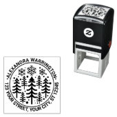 Fir Trees and Snowflakes Naam Retour Adres #2 Zelfinktende Stempel (In situ)