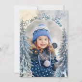 Fir Trees en Sneeuw met Arch 2 FotoKerstmis Feestdagenkaart (Voorkant)