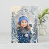 Fir Trees en Sneeuw met Arch 2 FotoKerstmis Feestdagenkaart (Staand voorkant)