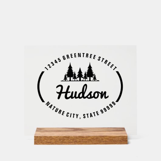 Fir Trees Oval Design ID304 Acryl Bord (Voorkant)