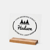 Fir Trees Oval Design ID304 Acryl Bord (Hoek)